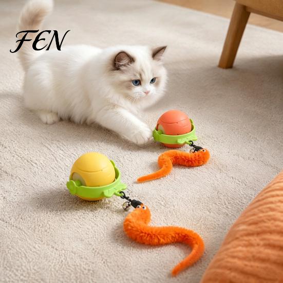 Indoor Cat Entertainment Interactive Ball, Self Rolling Ball with Bell And Detachable Plush Tail, Automatic Obstacle Avoidance, Rechargeable Light for