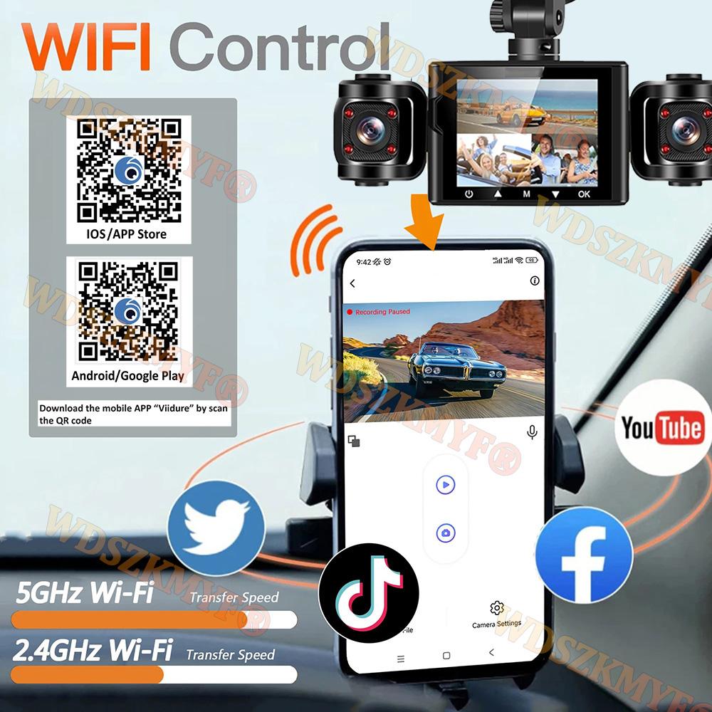 Gift 4lens Car DVR 360 Degrees WIFI APP Video Recorder 1080P Dash Cam 3/4Channel Front Right Left Rear View Camera Car Accessory