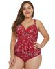 Azura Exchange Red Print Moulded Cups Peplum Plus Size Bikini