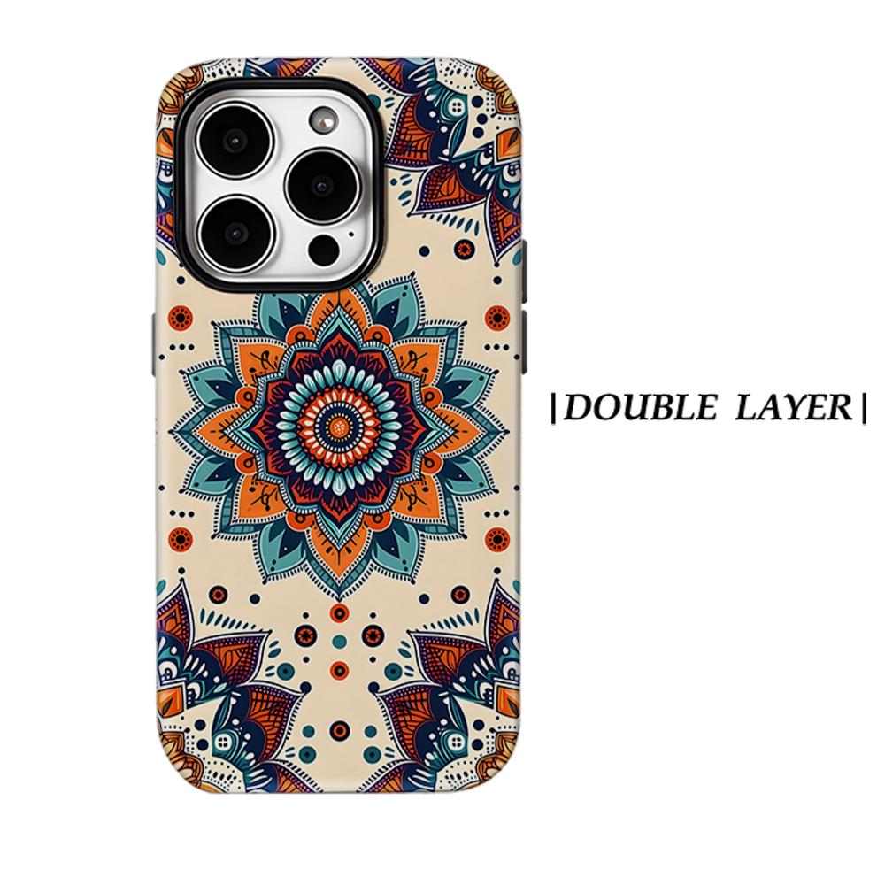 Boho Sunflower Mandala Phone Case for IPhone 17AIR 16E 16 15 14 13 12 11 17 Pro Max Plus Double-layer Back Cover