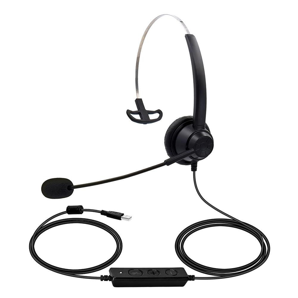 USB Wired Computer Headset with Microphone Universal Office Call Center Single Sided Headphone Support Volume Control