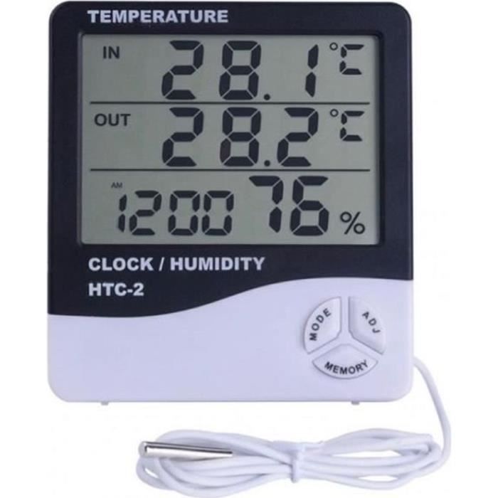 Station météo - LECHEO - Thermomètre digital intérieur avec sonde extérieure - Hygromètre - Blanc