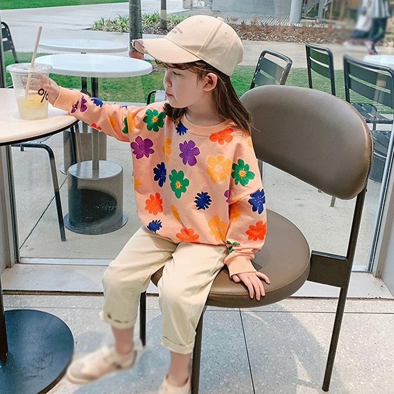 Детский пуловер с круглым вырезом для девочек, блузка с длинными рукавами