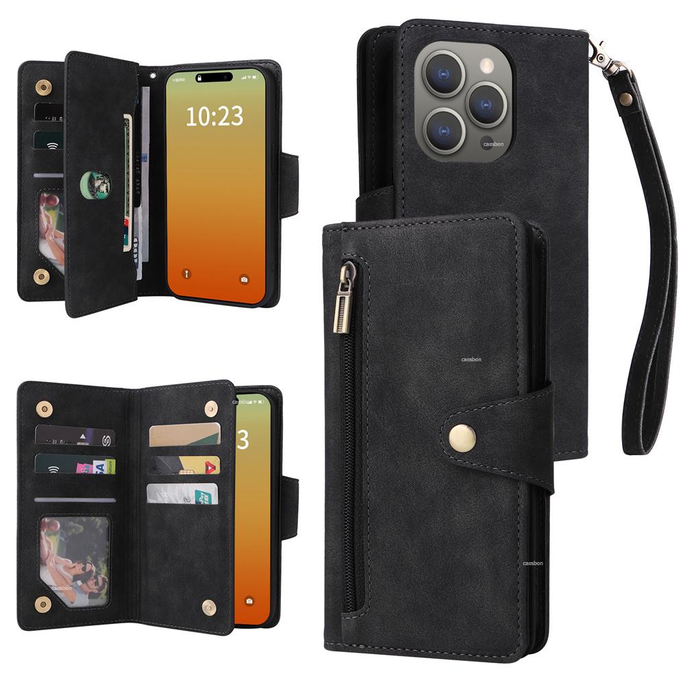 Чехол-кошелек на молнии для iPhone 15 14 13 12 11 Pro Max Mini XS XR X 7 8 Plus SE Слоты для карт Ремешок Кожаная обложка