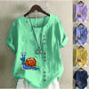 Women's Fashion Summer Round Neck Short Cute Snail Prined Sleeve T-shirt Casual Cotton Linen Graphic Shirt Leisure Loose Blouse Tops Plus Size