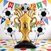 Набор из 5 фольгированных шаров на футбольную тематику, Гигантский стоящий шар-трофей чемпиона и 18-дюймовые шары-футбольные мячи из майлара, Эстетичное украшение для спортивного мероприятия