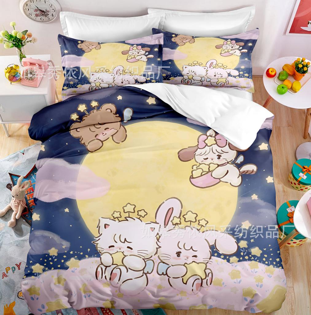 Kawaii MIKKO Bedding Sets Comforter Quilt Bed Cover Duvet Cover Pillow Case 2-3 Pieces Sets Kids Adult Size Cartoon Decoration