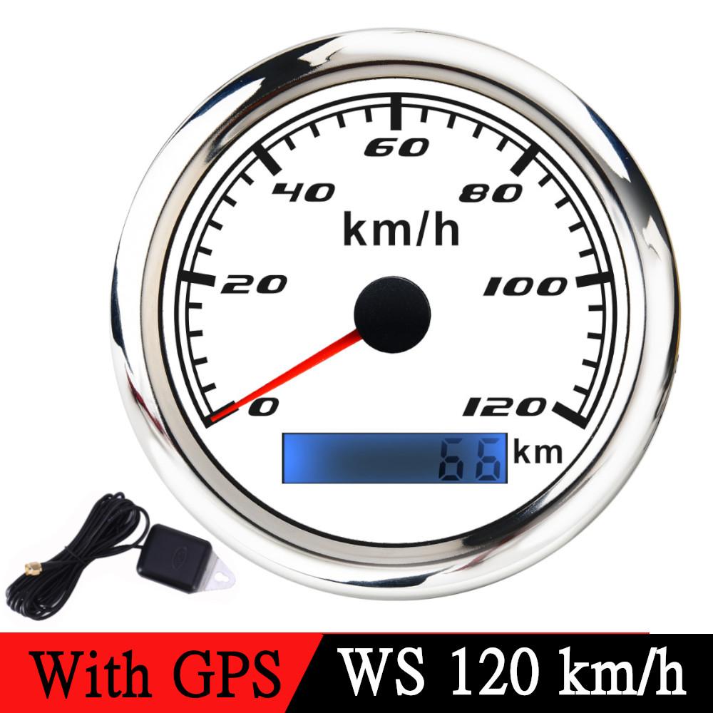 Универсальный 85 мм GPS-спидометр, цифровой датчик 30, 60, 120, 200 км/ч, одометр для морской лодки, автомобиля, квадроцикла с GPS-антенной, красный
