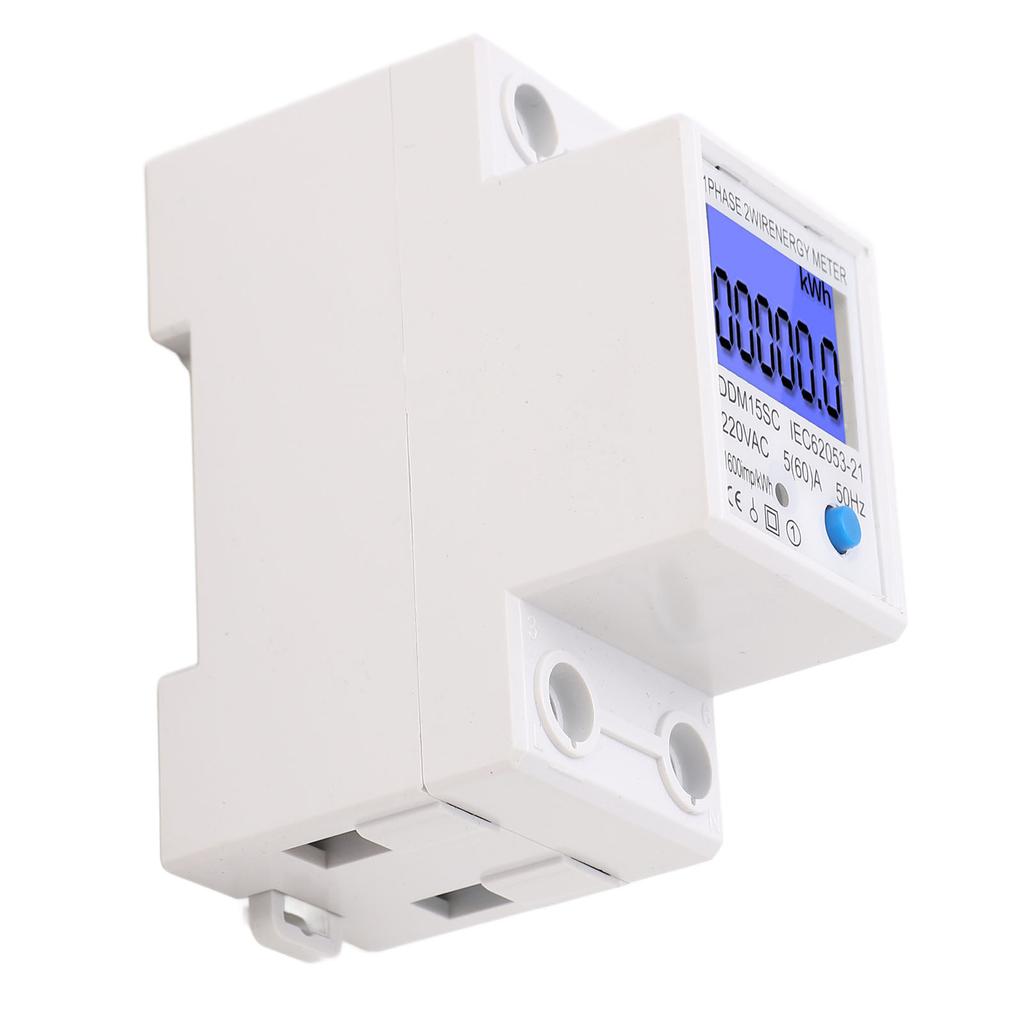 ЖК Цифровой Счетчик Энергии Однофазный 2P Монитор Использования Электроэнергии DIN-рейка Электрический Тестер 5А
