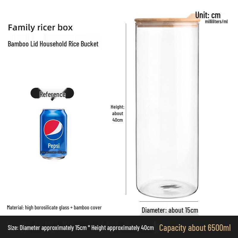 Стеклянная банка для хранения с бамбуковой крышкой - Влагонепроницаемая, пищевая, прозрачный кухонный контейнер