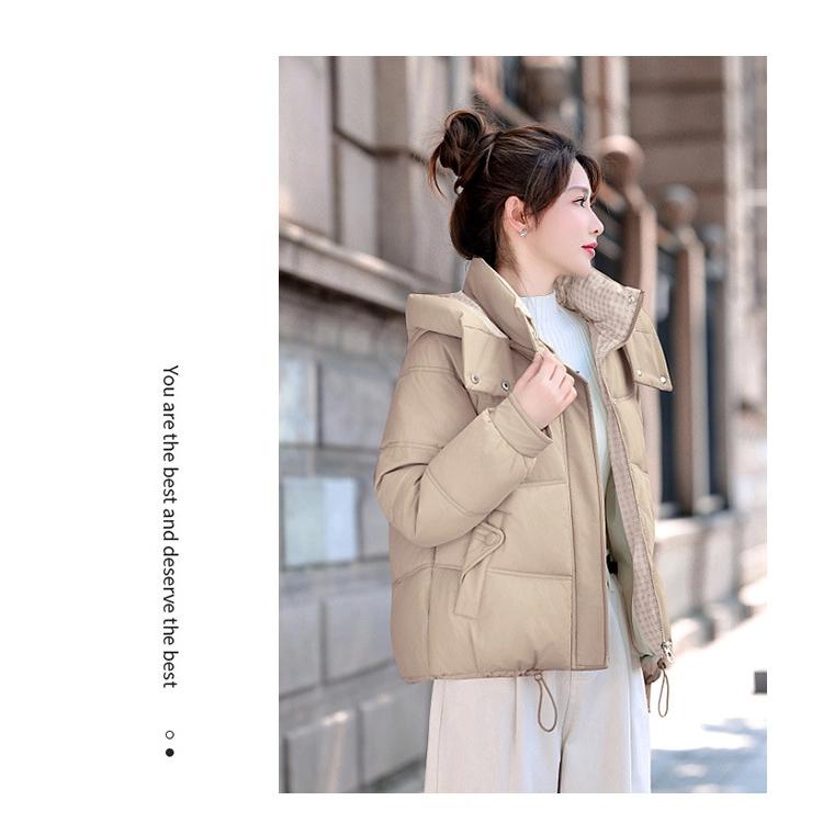 Женская короткая ветрозащитная теплая зимняя куртка со съемным капюшоном