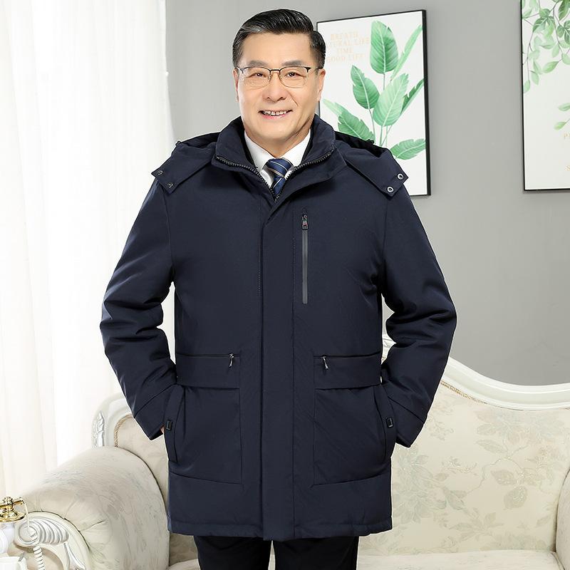 New Style Removable Down Jacket for Men, Medium and Long Daddy Style, Middle-aged and Elderly 405060-year-old Jacket