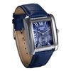 Часы JewelryWe Watch с римским циферблатом и кожаным ремешком для поездок в школу, синие, мужские