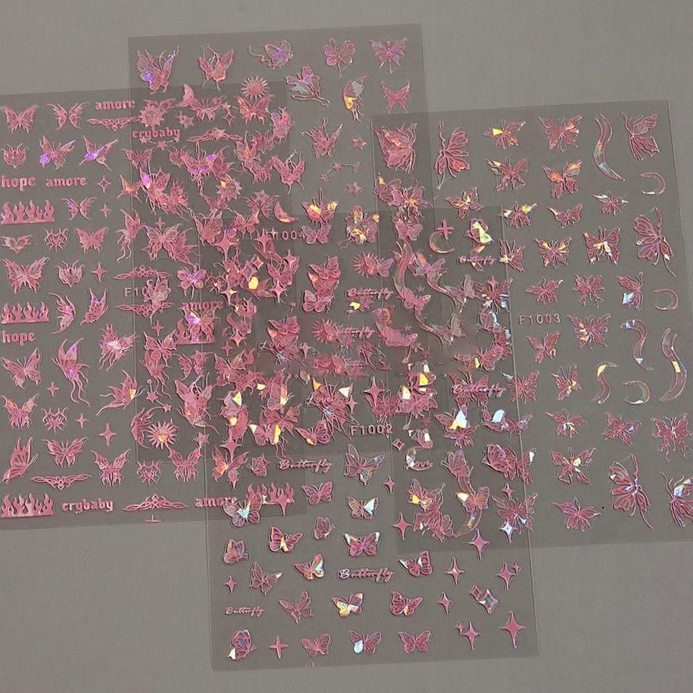 Y2K Nail Art Decoration Butterfly Laser Nail Stickers Nail Art Decoration  DIY Manicure