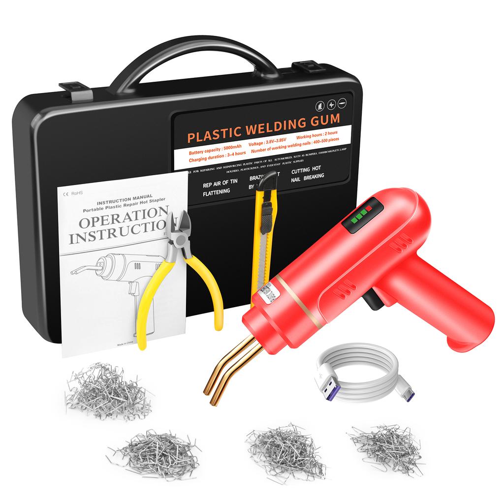 200W Cordless USB Rechargeable Plastic Welder,Plastic Welding Kit with 400PCS Hot Staples for Car