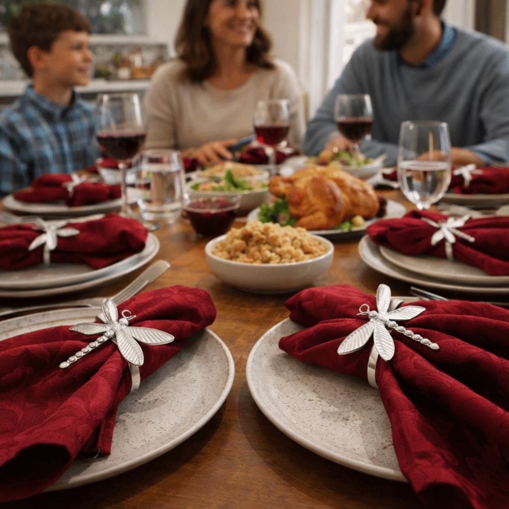 6 pieces/set Elegant Dragonfly Napkin Rings Minimalist Insect Napkin Buckle Party Decoration