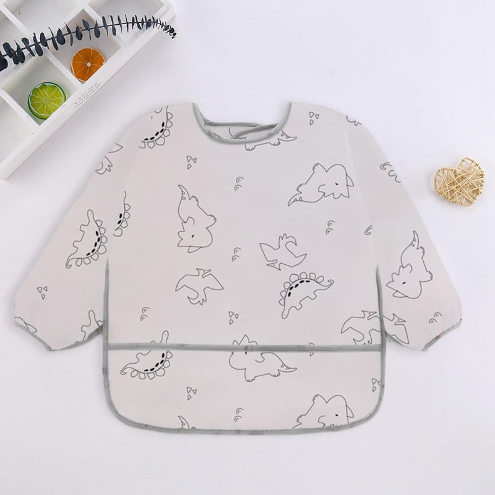 Adjustable Full Sleeve Apron Protective Front Long Sleeve Feeding Smock Durable Baby Bibs