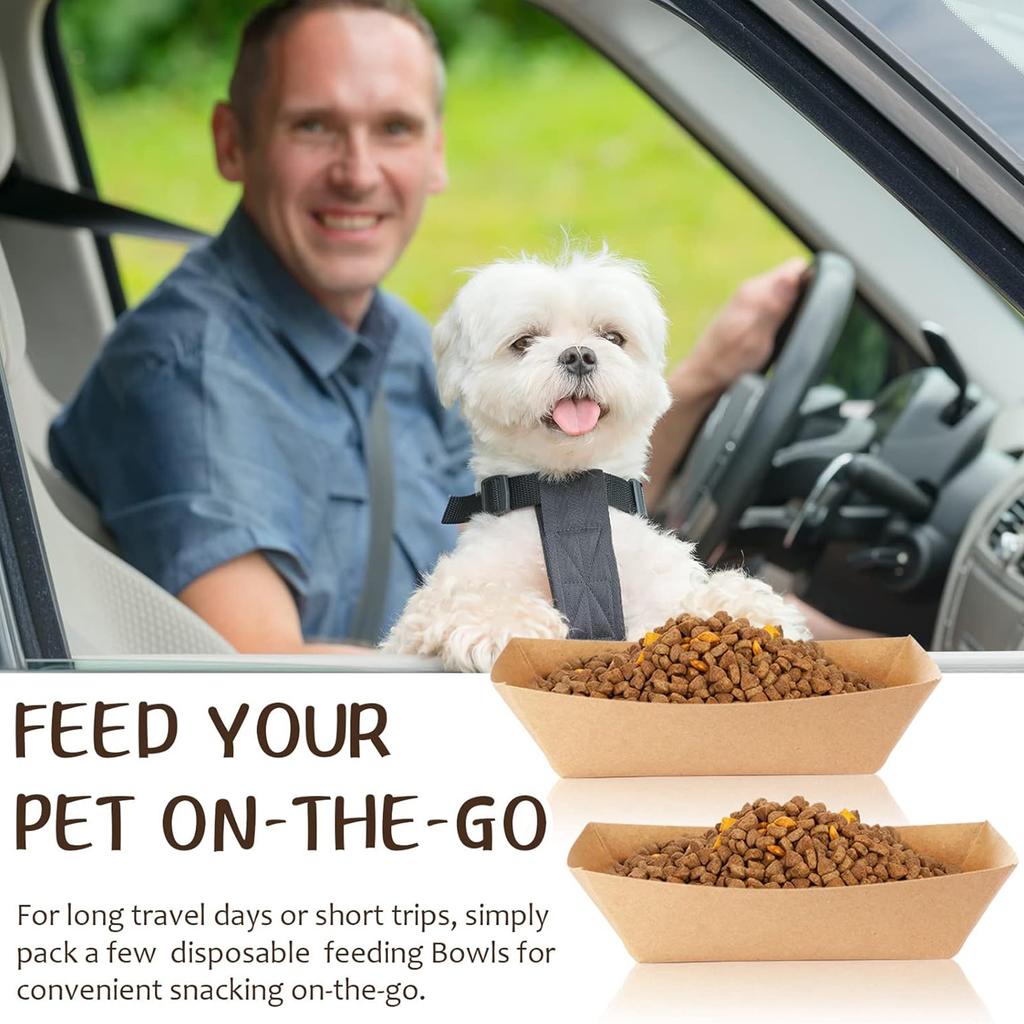 50PCS Kraft Paper Pet Bowl Disposable Design Multiple Uses Pet Bowl for Small Cat Dog Kitties