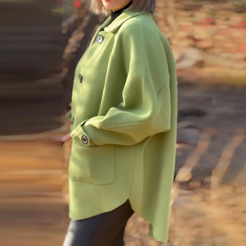 Женское длинное шерстяное женское пальто с завязками на талии и двойной пряжкой