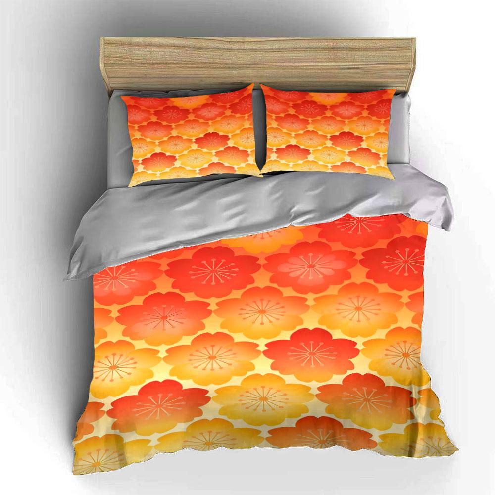 Orange and yellow flowers. Bedding sets Duvet cover sets Duvet covers Pillowcases(1 * Duvet Cover 2 * Pillowcases without duvet insert)