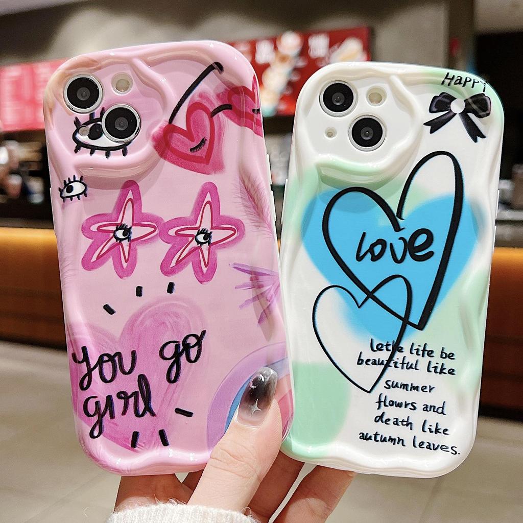 Cute Silicone Case for Oppo A78 A58 A38 Infinix Smart 7 8 Xiaomi Redmi Note 12 11 Pro Vivo V23E V27 V25 Funda Love Heart Stars Cover Soft TPU Bumper