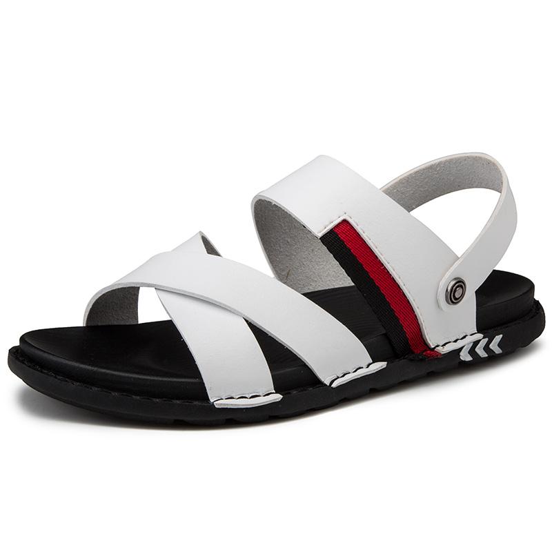 Летняя обувь для мужчин 2024 года, дизайнерские повседневные кожаные пляжные сандалии на плоской подошве из вспененного материала, роскошные кроссовки, мужская обувь, мужские черные тапочки