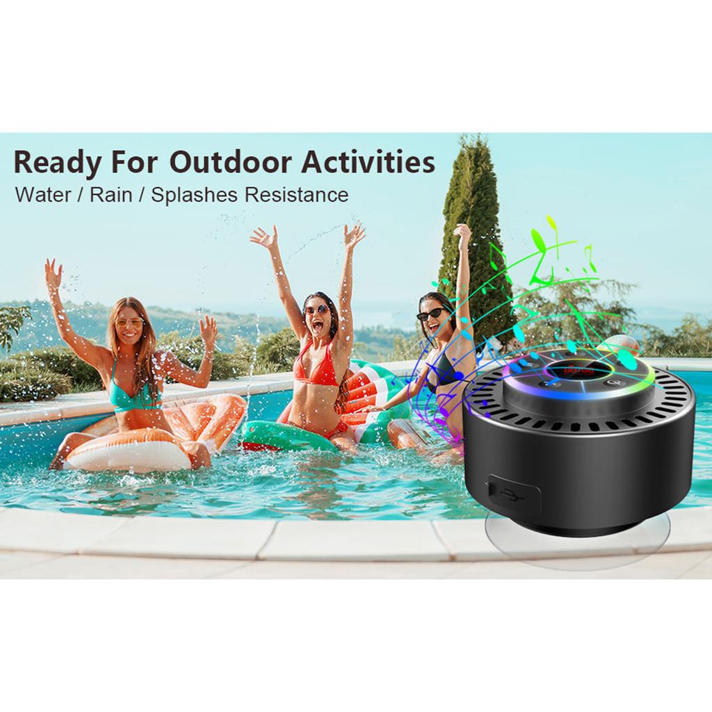 Водонепроницаемый IPX7 BT-динамик для ванной, пылезащищенный, ударопрочный, светодиодный дисплей времени, встроенное FM-радио, мини-динамик