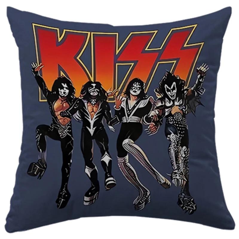 Наволочка 45x45 для подушек для кровати, дивана KISS Rock & Roll All Nite Party Домашний декор Подушка Уютные наволочки Декоративная лента Дакимакура