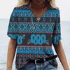 Женская модная футболка с V-образным вырезом и короткими рукавами в ретро этническом стиле с 3D цифровой печатью