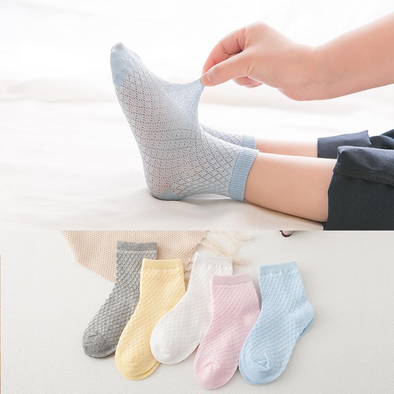 5 пар детских летних носков, дышащие сетчатые детские носки с милым медведем для мальчиков и девочек