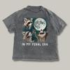 Feral Era T Shirt, Three Raccoons Retro Graphic T Shirts, Vintage Raccoon Moon T Shirt, Funny Raccon Tee, Oversized Washed Tee, Meme Shirts