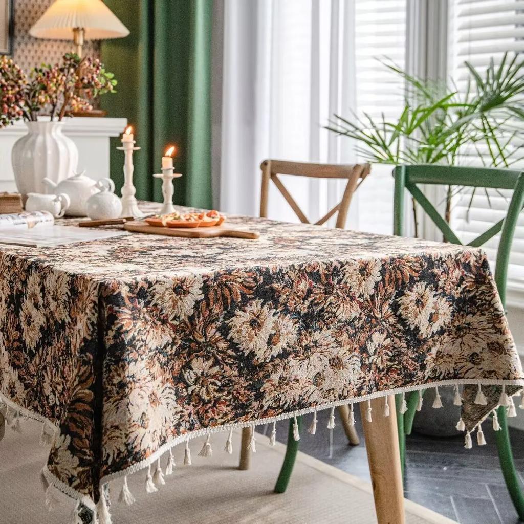 Круглая Ретро Пасторальная Скатерть Квадратная Европейская Американская Хлопок Лен Чехол с Кисточками для Обеденного Стола Чайный Столик Письменный Стол Настольная Подкладка