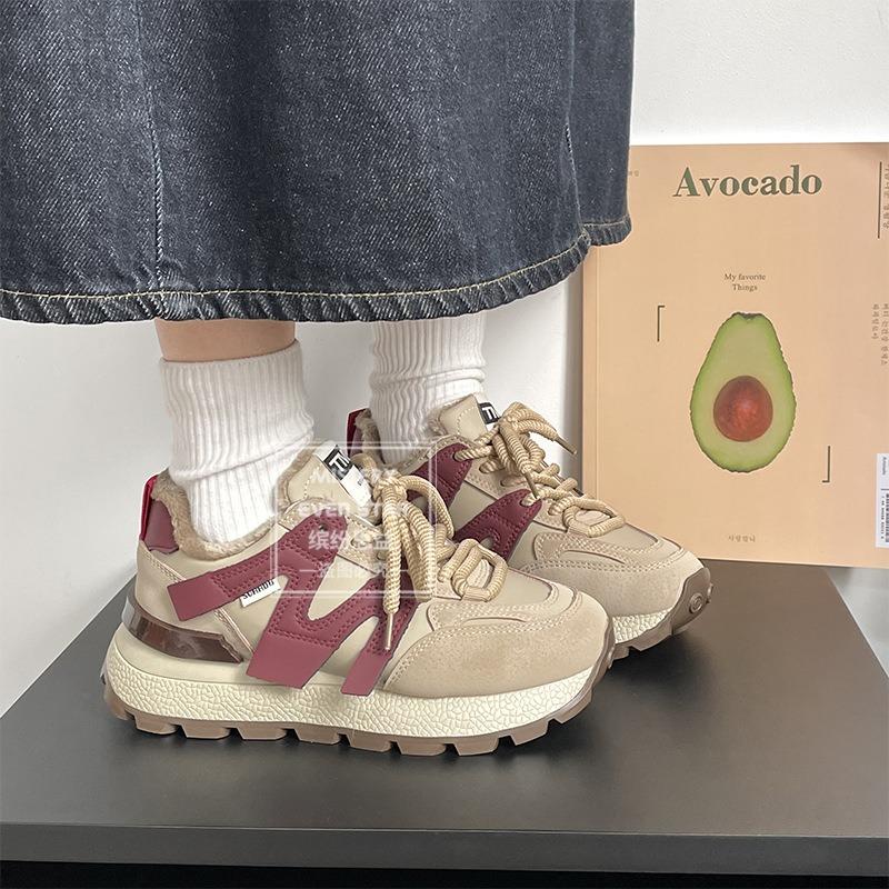 Autumn and Winter New Thick-soled Versatile Velvet Sports Shoes Casual Cotton Shoes 1455