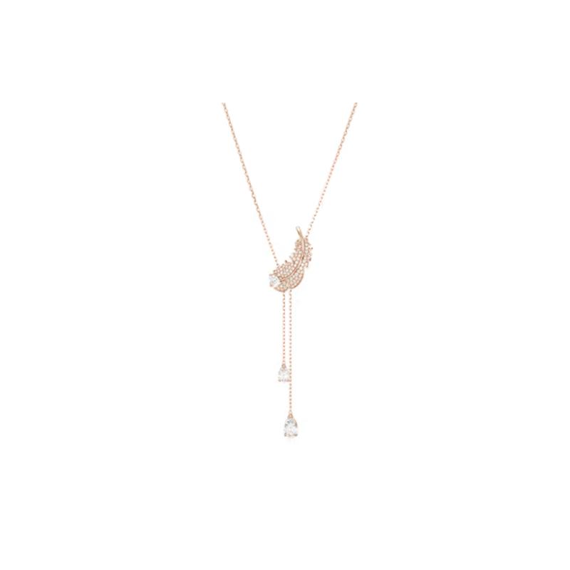 Swarovski Ожерелье с паве-камнями и узором из перьев, кубический цирконий, женское, розовое золото 5663485