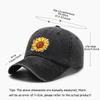 Sunflower Print Cotton Baseball Cap, Floral Pattern Distressed Sport Hat With Adjustable Closure, Sun Protection Peaked Cap