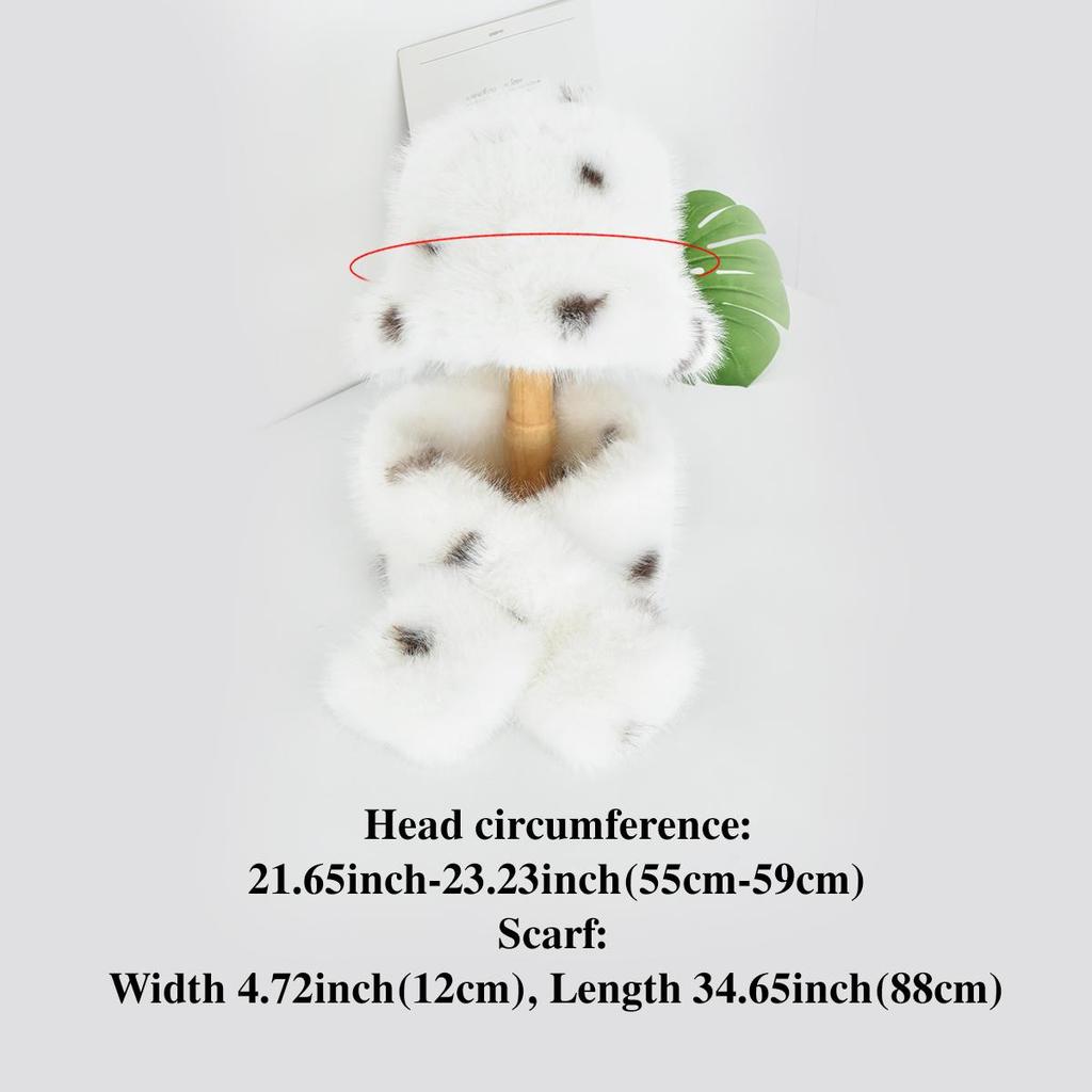 Женский набор: шапка-ведро и шарф из искусственного меха норки, классический леопардовый принт, теплый набор из веганского искусственного меха, шапка и шарф из искусственного меха для зимы