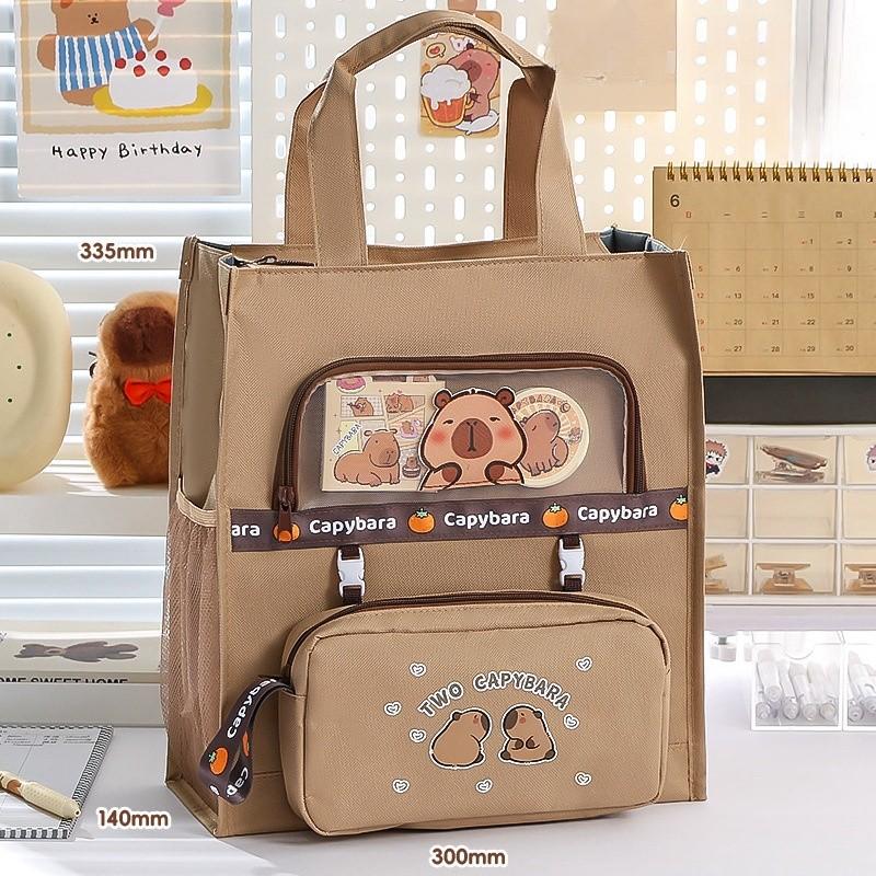 Сумка для репетиторства начальной школы, пенал, холщовая сумка для хранения файлов, учебная сумка, простая холщовая сумка Capibala для репетиторства, большая вместительная сумка