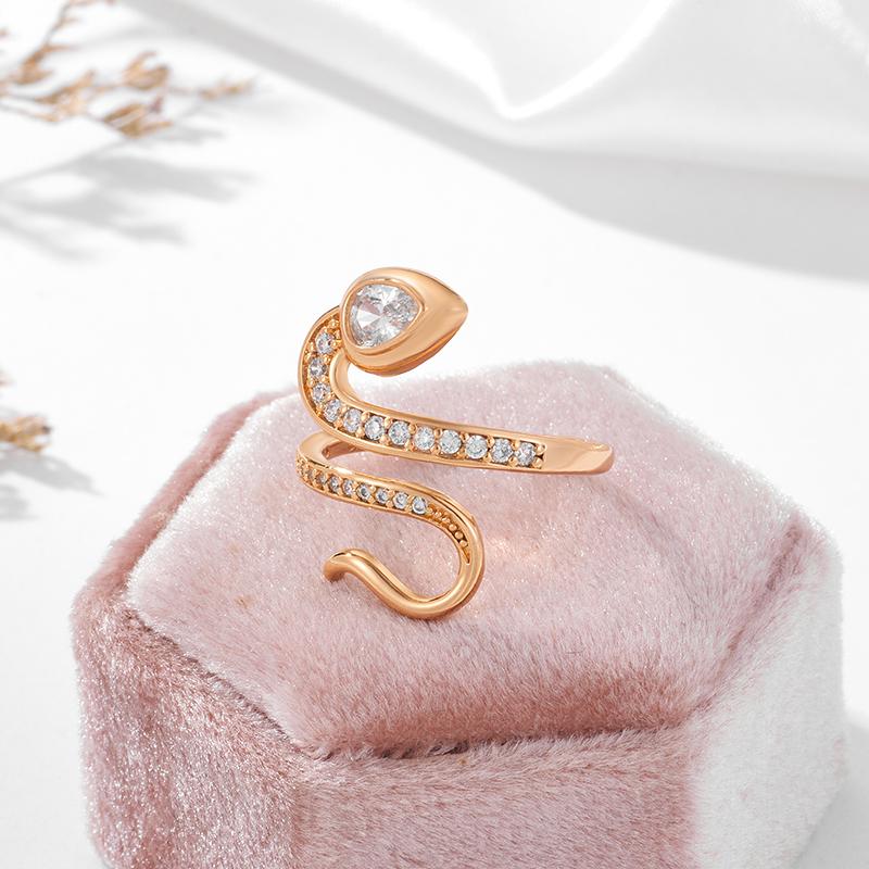 Кольцо Kinel из натурального циркона со змеей для женщин, роскошные вечерние украшения