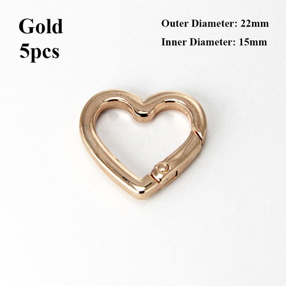 5pcs Black Gold Silver Carabiner Heart Snap Clasp Clip Push Trigger Purses Handbags Buckles