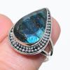 Ювелирное кольцо из натурального лабрадорита ручной работы из цельного серебра 925 пробы, размер 7 c1h55