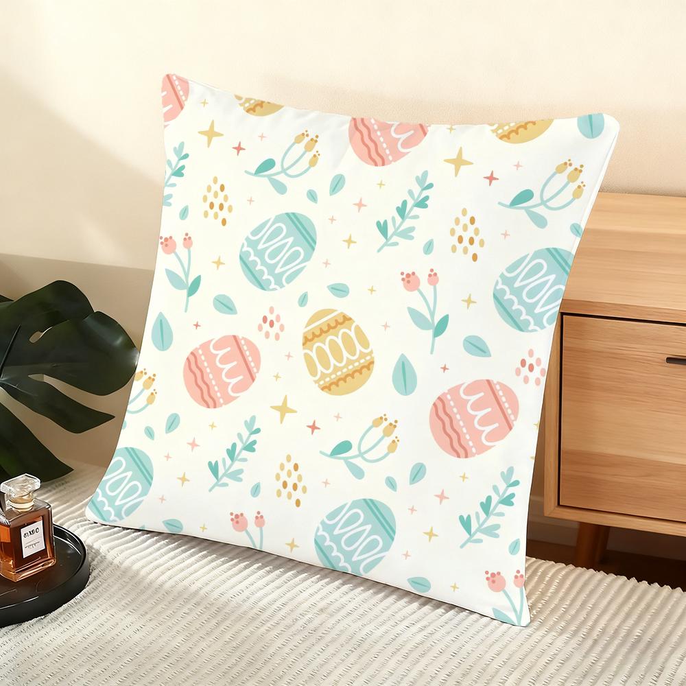 Easter Pattern Cushion Cover Soft Short Plush Pillow Cover Smooth Cozy Texture Aesthetic Cushion Case Home Decor
