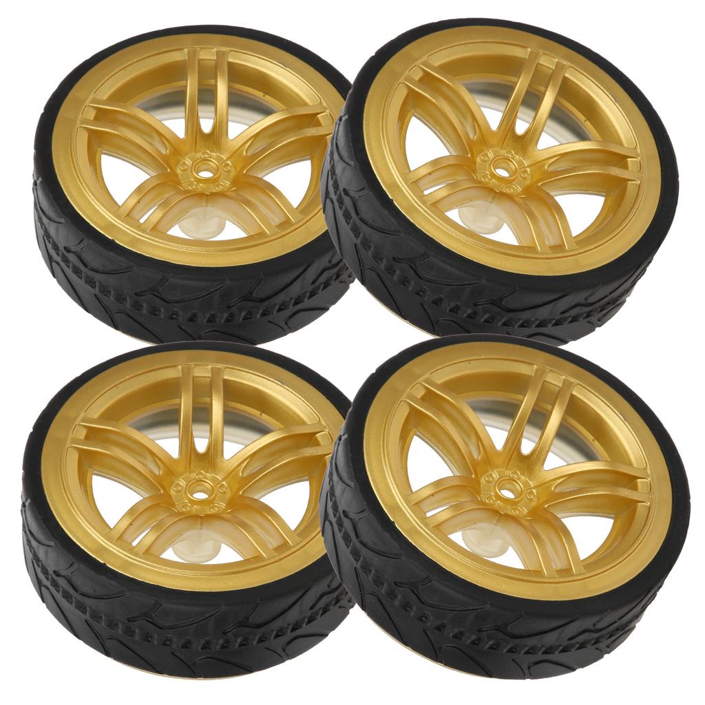 110 Racing RC Car Wheel Plastic Wheel Hub with Grooved Rubber RC Car Spare AccessoryGold