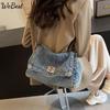 Denim Bag Female 2025 Summer New Fashion Chain Bag Large Capacity Tote Bag Single Shoulder Crossbody Bag