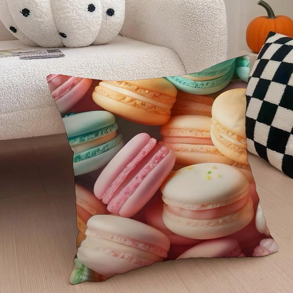 MMacaron Colors Cushion Cover Throw Pillow Cover Hidden Button Durable Polyester Chair Cushion