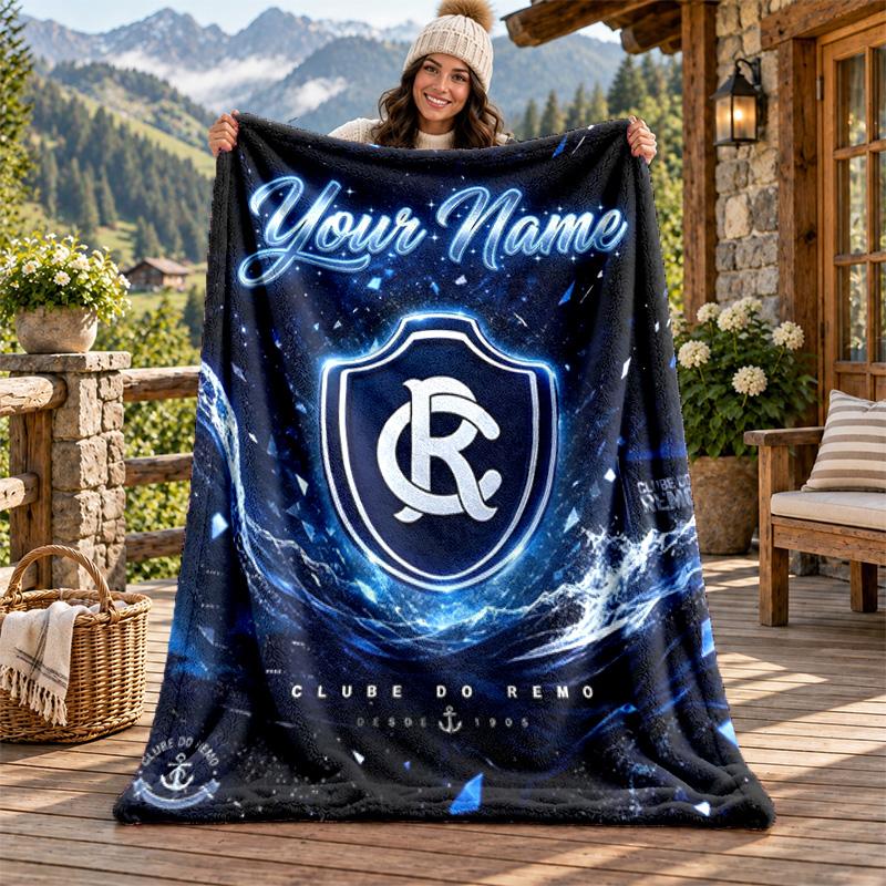 Clube do Remo Custom Name Flannel Blanket Personalized Soft Warm Plush Throw Blanket Customized Gift for Family Friends