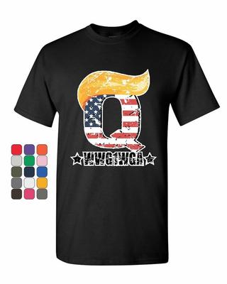 Q Wwg1Wga Футболка унисекс «Великое пробуждение» Q Anon Футболка с волосами Maga Trump