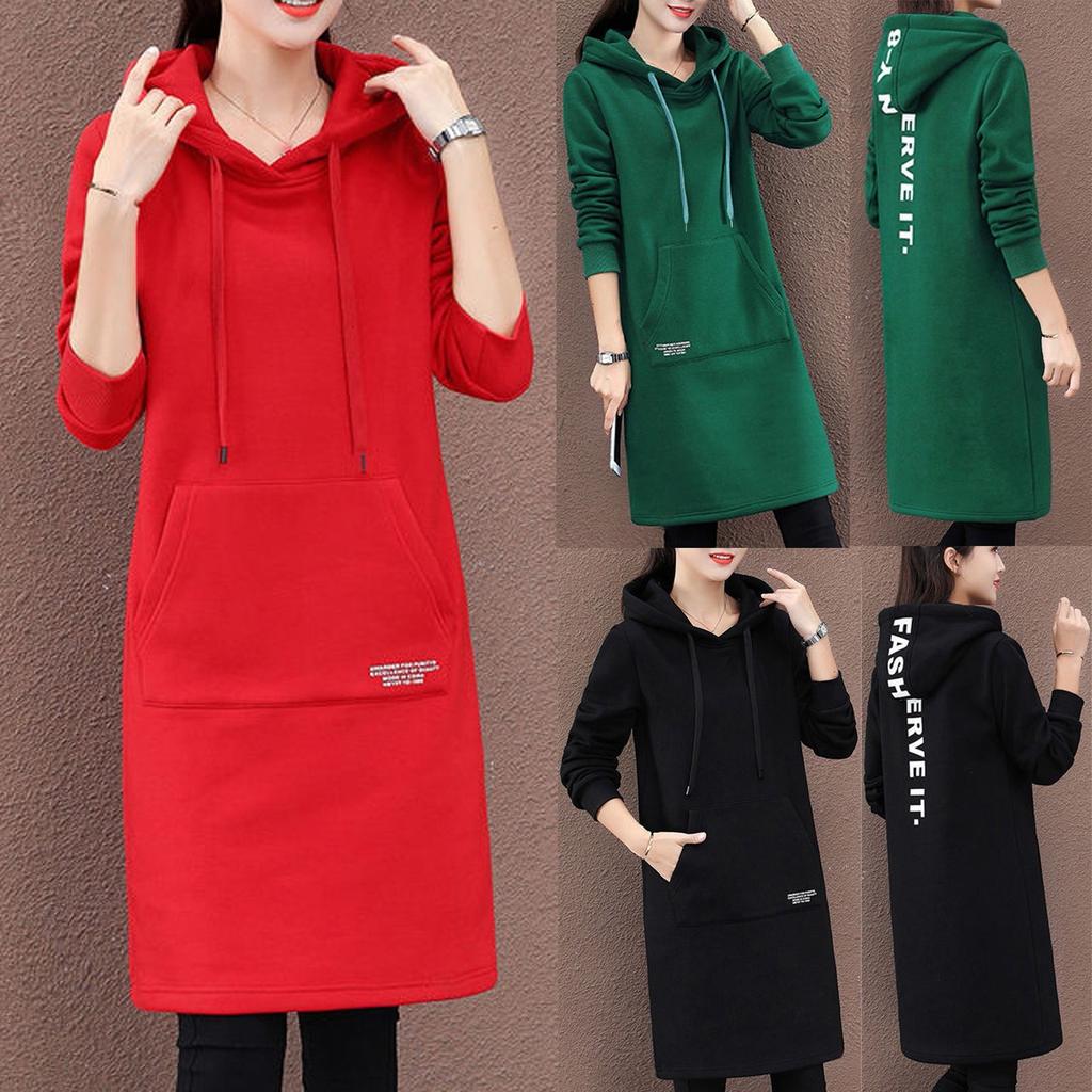 Зимнее женское повседневное модное платье с капюшоном длиной до колена с надписью Lady Sleeve