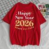 С Новым Годом 2026 Семейные Парные Футболки Мужские Женские Мода Уличный Стиль Круглый Вырез Короткий Рукав Хлопок Унисекс Топ