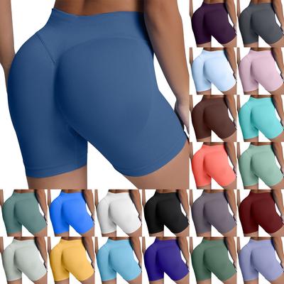 Женские однотонные шорты для йоги, бесшовные, для фитнеса, подъема бедер, бега, йоги, спортивные шорты с тремя точками