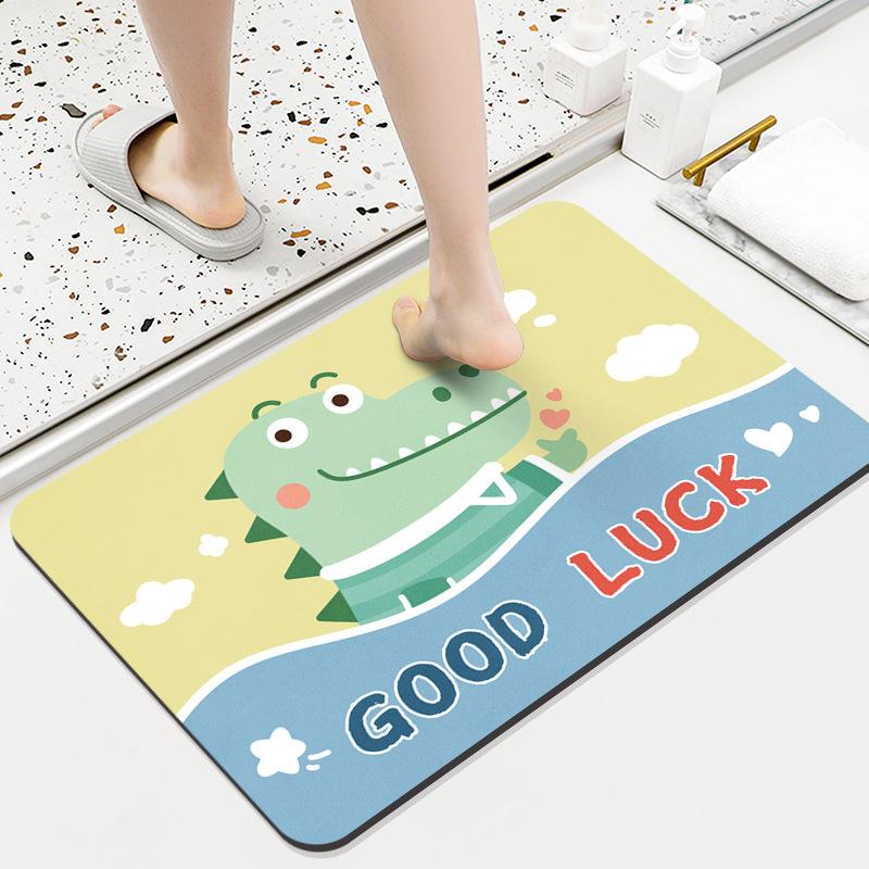 Diatom Mud Mat Toilet Cartoon Top Restroom Mat Non-slip Moisture-wicking Quick Drying Home Toilet Door Bathroom Pad